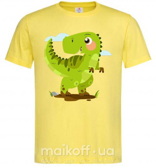 Мужская футболка Радостный динозавр Лимонный фото