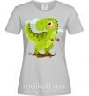 Жіноча футболка Радостный динозавр Сірий фото