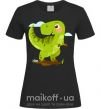 Жіноча футболка Радостный динозавр Чорний фото