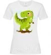 Женская футболка Радостный динозавр Белый фото