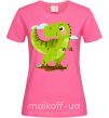 Женская футболка Радостный динозавр Ярко-розовый фото