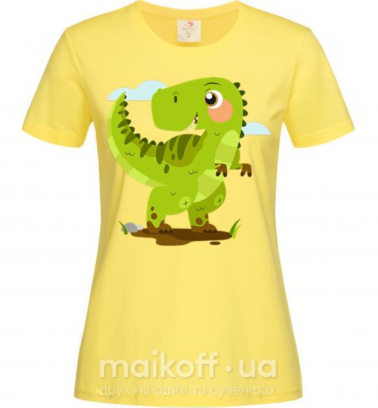 Жіноча футболка Радостный динозавр Лимонний фото