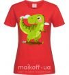 Женская футболка Радостный динозавр Красный фото
