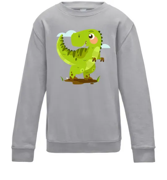 Дитячий світшот Щасливий динозавр Сірий меланж фото