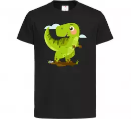 Детская футболка Щасливий динозавр Черный фото