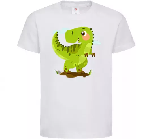 Детская футболка Щасливий динозавр Белый фото