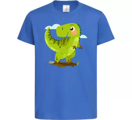 Детская футболка Щасливий динозавр Ярко-синий фото