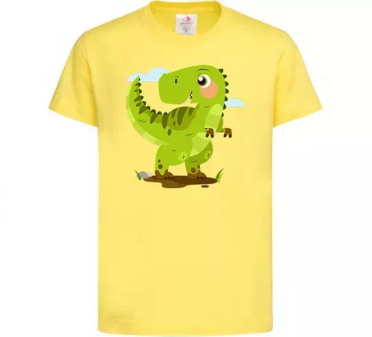 Детская футболка Щасливий динозавр Лимонный фото