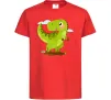 Детская футболка Щасливий динозавр Красный фото