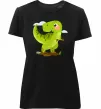 Жіноча преміум футболка Щасливий динозавр Чорний фото