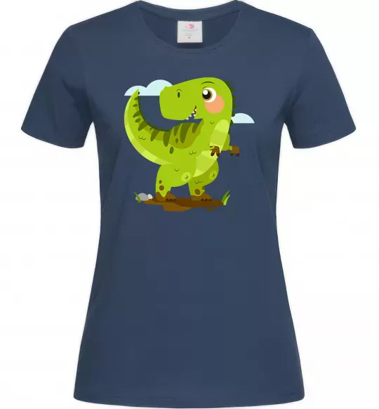Женская футболка Щасливий динозавр Темно-синий фото