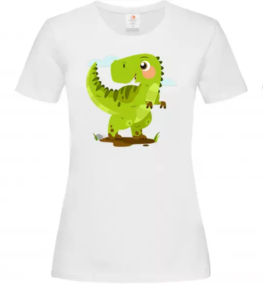 Женская футболка Щасливий динозавр Белый фото