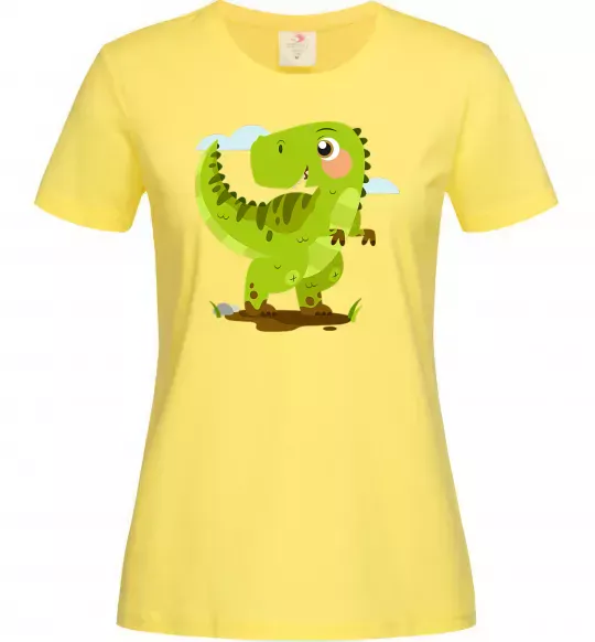 Женская футболка Щасливий динозавр Лимонный фото