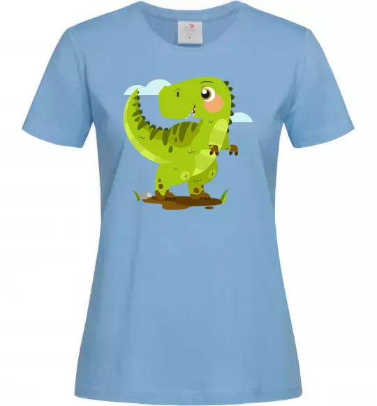 Женская футболка Щасливий динозавр Голубой фото