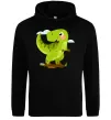Чоловіча толстовка (худі) Щасливий динозавр Чорний Чоловіча толстовка (худі) Щасливий динозавр Чорний фото