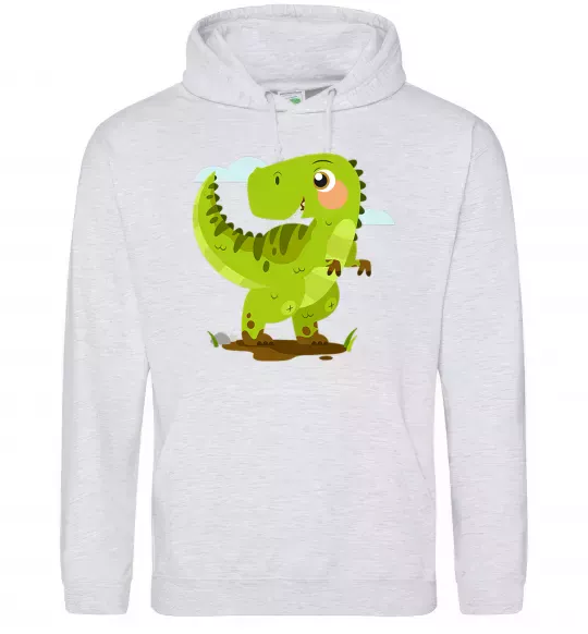 Чоловіча толстовка (худі) Щасливий динозавр Сірий меланж фото