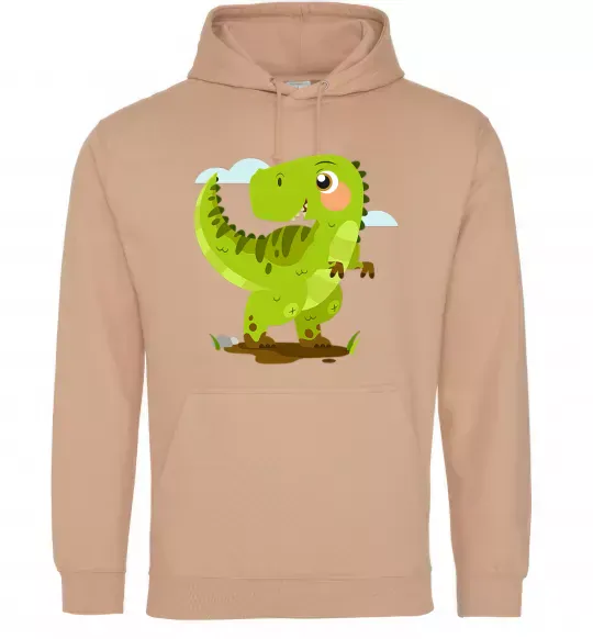 Женская толстовка (худи) Щасливий динозавр Песочный фото