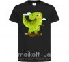 Детская футболка Радостный динозавр Черный фото