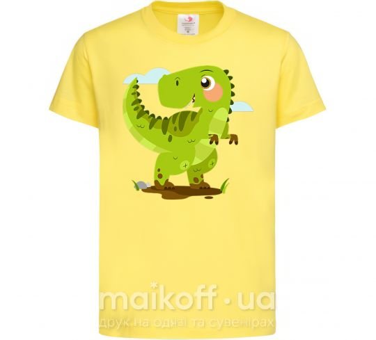 Дитяча футболка Радостный динозавр Лимонний фото
