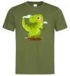 Мужская футболка Щасливий динозавр Оливковый фото
