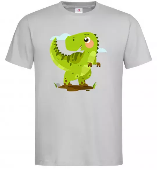 Мужская футболка Щасливий динозавр Серый фото