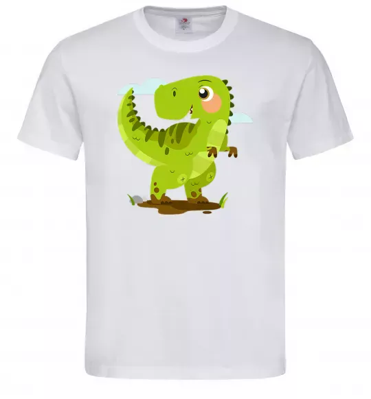 Мужская футболка Щасливий динозавр Белый фото
