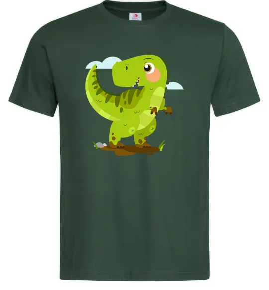 Мужская футболка Щасливий динозавр Темно-зеленый фото
