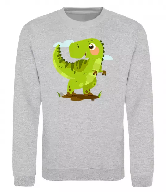 Світшот Щасливий динозавр Сірий меланж фото
