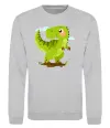 Світшот Щасливий динозавр Сірий меланж Світшот Щасливий динозавр Сірий меланж фото