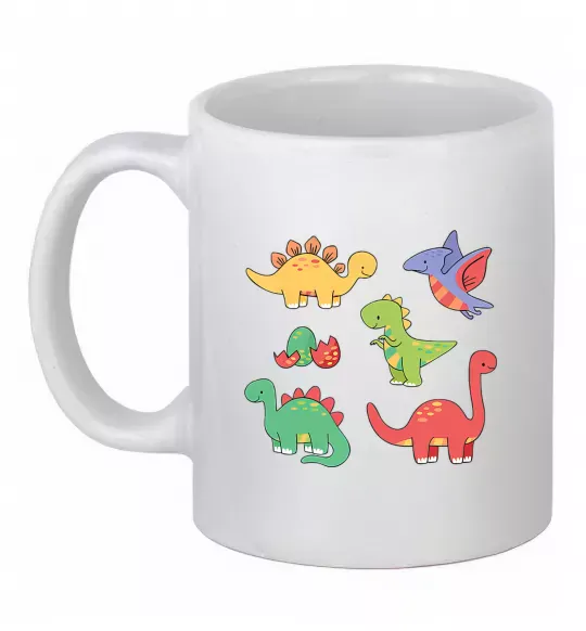Чашка керамическая Mini dinos Белый фото