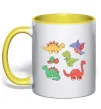 Чашка с цветной ручкой Mini dinos Солнечно желтый фото