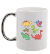 Чашка с цветной ручкой Mini dinos Серебро фото