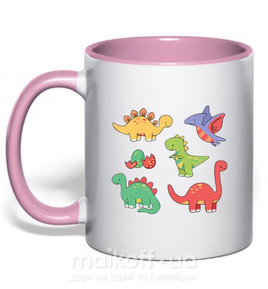 Чашка с цветной ручкой Mini dinos Нежно розовый фото
