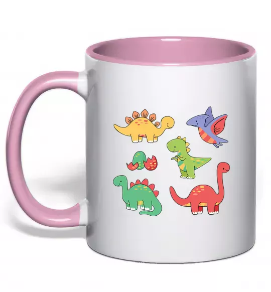 Чашка с цветной ручкой Mini dinos Нежно розовый фото