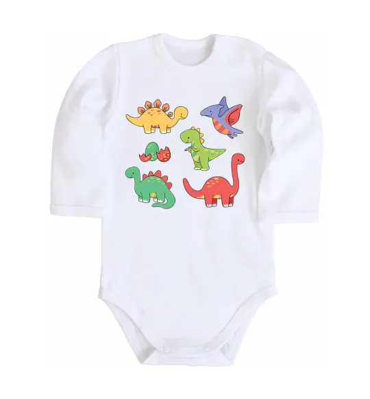 Дитячий бодік Mini dinos Білий фото