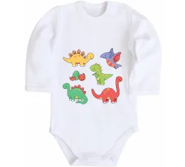 Дитячий бодік Dino round Білий фото