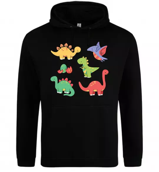 Женская толстовка (худи) Mini dinos Черный фото