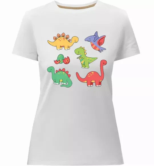 Женская премиум футболка Mini dinos Белый фото