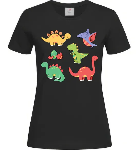 Жіноча футболка Mini dinos Чорний фото