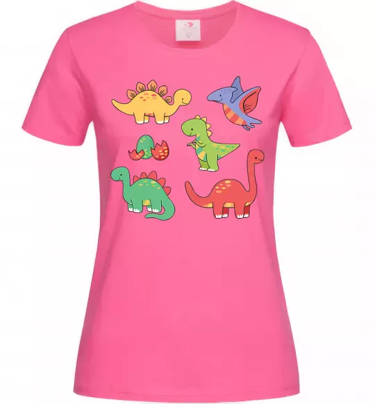Жіноча футболка Mini dinos Яскраво-рожевий фото