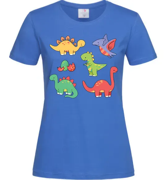 Жіноча футболка Mini dinos Яскраво-синій фото