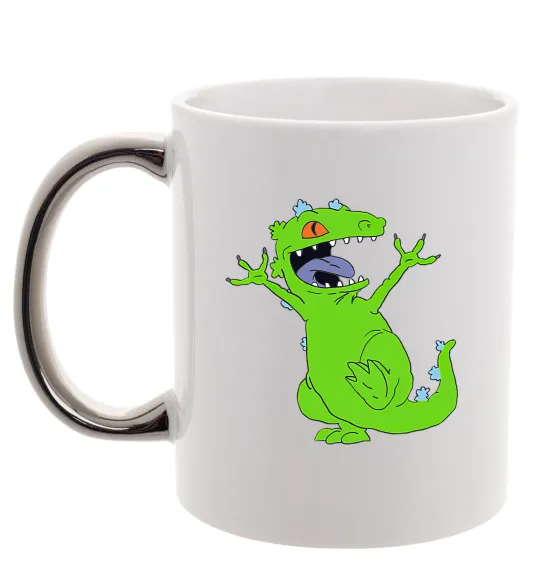 Чашка с цветной ручкой Crazy dino Серебро фото