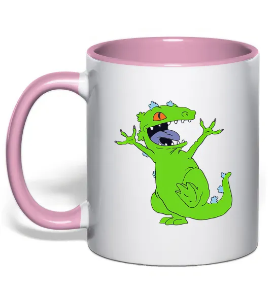 Чашка с цветной ручкой Crazy dino Нежно розовый фото