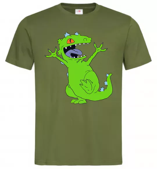 Мужская футболка Crazy dino Оливковый фото