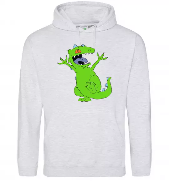 Мужская толстовка (худи) Crazy dino Серый меланж фото