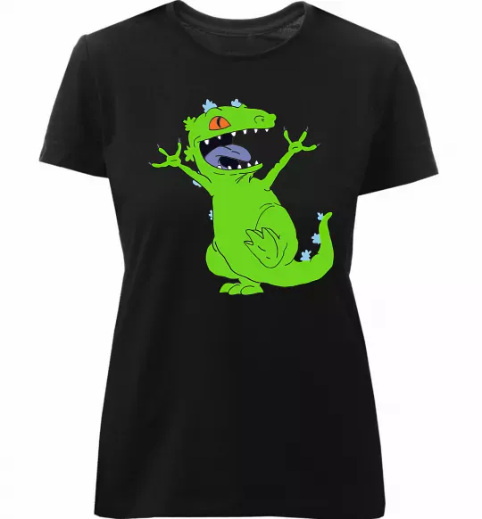 Женская премиум футболка Crazy dino Черный фото