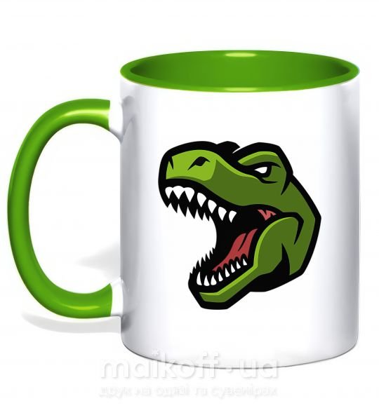 Чашка с цветной ручкой Screaming dino Зеленый фото