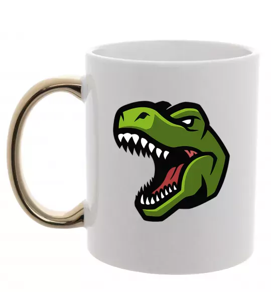 Чашка с цветной ручкой Screaming dino Золото фото