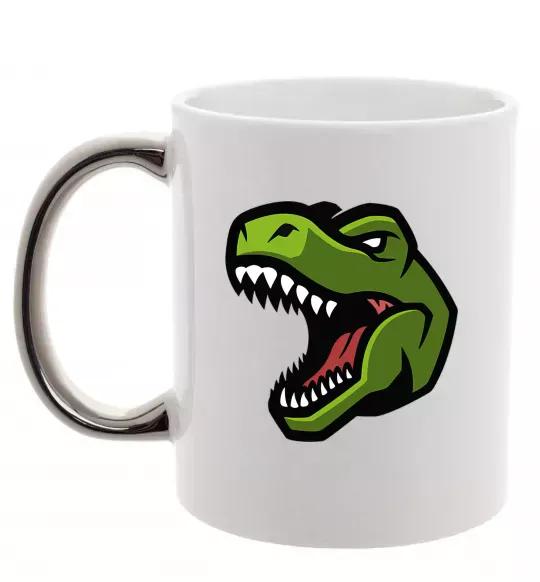 Чашка с цветной ручкой Screaming dino Серебро фото