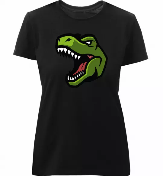 Женская премиум футболка Screaming dino Черный фото